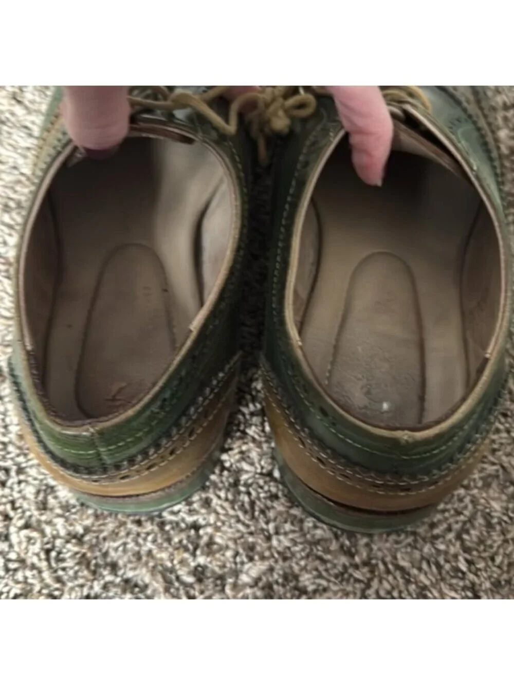 Lethato Wingtip Green Brown Men's Dress Shoe Size 9.5/10